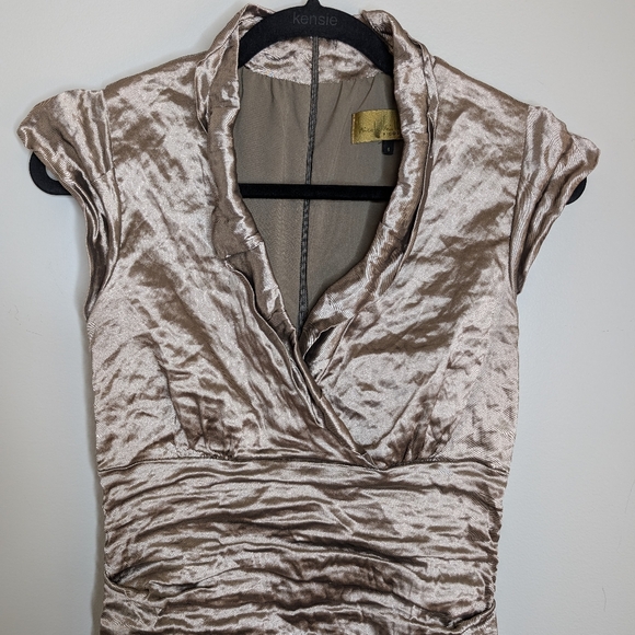 Nicole Miller Metallic Bodycon Dress sz 6 - Picture 2 of 8